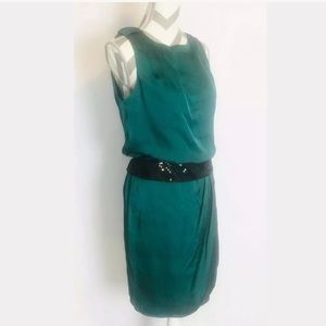 VINCE CAMUTO Dress Green Black Sequin Belt Sz 6